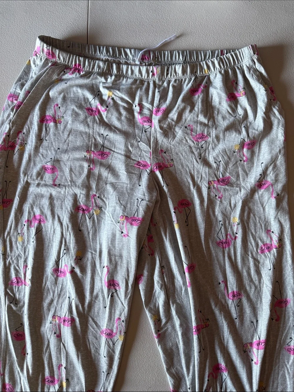 Secret Treasures Gray Flamingo Pajama Set with Pink Accents Size L (12-14)